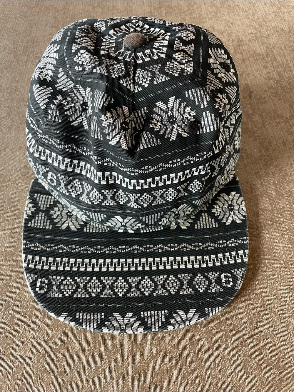 Vans Black and White Aztec Patterned Five-Panel Hat Adjustable Snap Back